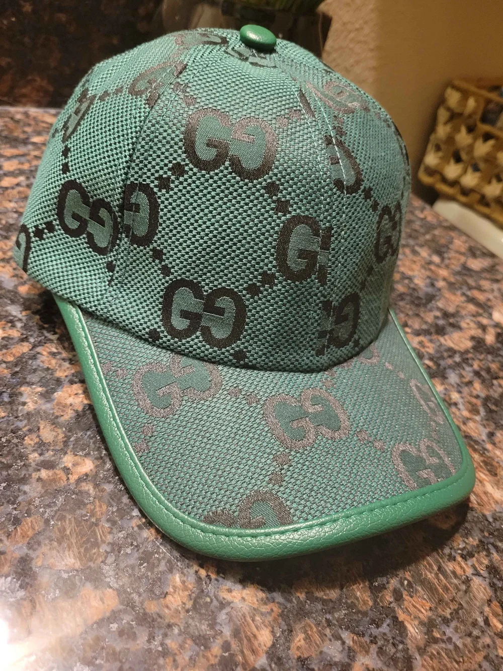 Gucci Green GG Jumbo Monogram Hat - Picture 5 of 10